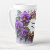 Paarse Orchidee Bloemstuk Kader Latte Mok (Linkerhoek)
