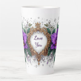 Paarse Orchidee Bloemstuk Kader Latte Mok