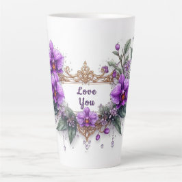 Paarse Orchidee Bloemstuk Kader Latte Mok