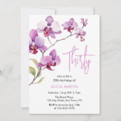 Paarse Orchidee Bloesem 30e Verjaardag Kaart (Voorkant)
