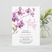 Paarse Orchidee Bloesem 30e Verjaardag Kaart (Staand voorkant)