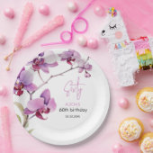 Paarse Orchidee Bloesem 60e Verjaardag Papieren Bordje (Feest)