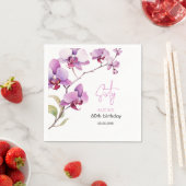 Paarse Orchidee Bloesem 60e Verjaardag Servet (Insitu)