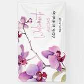 Paarse Orchidee Bloesem 60e Verjaardag Spandoek (Verticaal)
