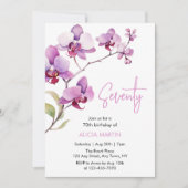 Paarse Orchidee Bloesem 70e Verjaardag Kaart (Voorkant)
