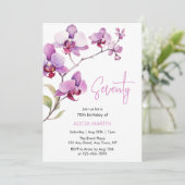 Paarse Orchidee Bloesem 70e Verjaardag Kaart (Staand voorkant)