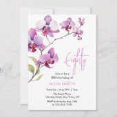 Paarse Orchidee Bloesem 80ste Verjaardag Kaart (Voorkant)