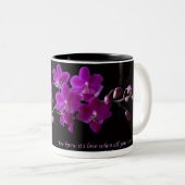 Paarse Orchidee Bloesem Tweekleurige Mok (Voorkant rechts)