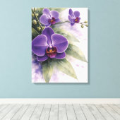 Paarse Orchidee Botanisch  Canvas Afdruk (Insitu (Houten vloer))