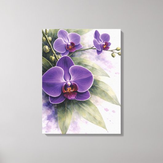 Paarse Orchidee Botanisch  Canvas Afdruk (Voorkant)