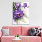 Paarse Orchidee Botanisch  Canvas Afdruk (Insitu (Woonkamer))