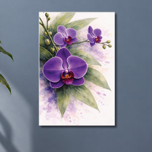 Paarse Orchidee Botanisch Poster