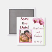 Paarse orchidee bruiloft aankondiging magneet (Voorkant / Achterkant)