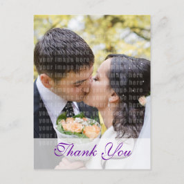 Paarse orchidee bruiloft dank u Briefkaart