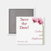 Paarse Orchidee bruiloft magneet gunst (Voorkant / Achterkant)