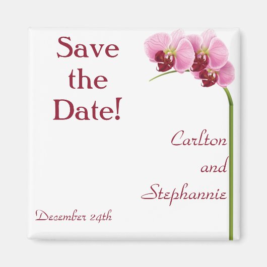 Paarse Orchidee bruiloft magneet gunst (Voorkant)