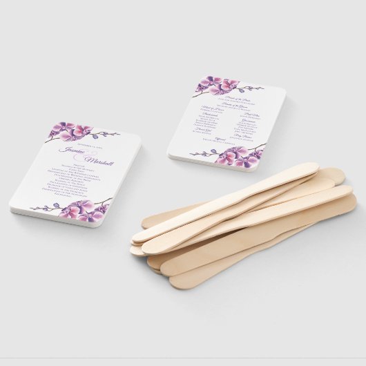 Paarse Orchidee bruiloft programma Handwaaier (Niet-gemonteerd)