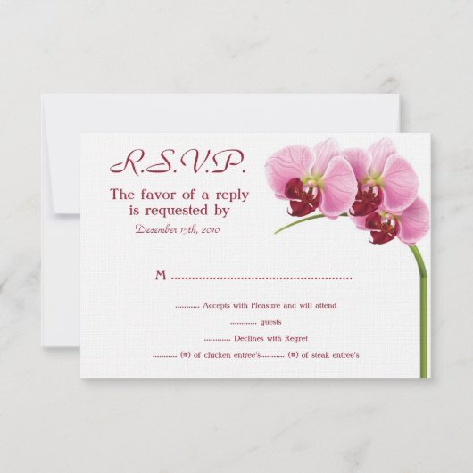Paarse Orchidee bruiloft RSVP Kaart (Voorkant)