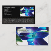 Paarse orchidee dicht bij wit visitekaartje (Voorkant / Achterkant)