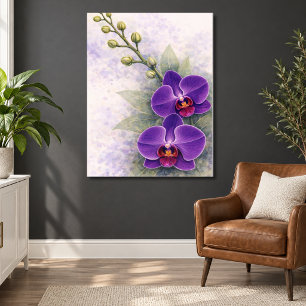 Paarse Orchidee Duo Bloem Botanisch Poster