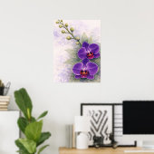 Paarse Orchidee Duo Bloem Botanisch Poster (Thuiskantoor)