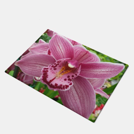 Paarse Orchidee Elegant Floral Deurmat (Schuin)