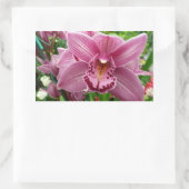 Paarse Orchidee Elegant Floral Rechthoekige Sticker (Tas)