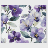 Paarse Orchidee Elegante Bloem Botanisch Cadeaupapier (Vlak)