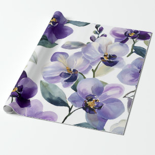 Paarse Orchidee Elegante Bloem Botanisch Cadeaupapier