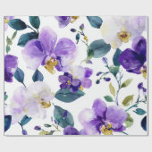 Paarse Orchidee Elegante Bloem Botanisch Cadeaupapier (Vlak)