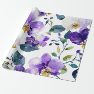 Paarse Orchidee Elegante Bloem Botanisch Cadeaupapier