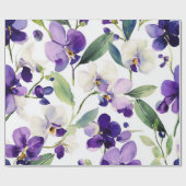 Paarse Orchidee Elegante Bloem Botanisch Cadeaupapier (Vlak)