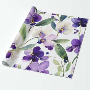 Paarse Orchidee Elegante Bloem Botanisch Cadeaupapier