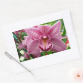 Paarse Orchidee Elegante Bloem Botanisch Rechthoekige Sticker (Envelop)