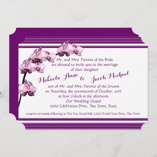 Paarse orchidee en strepen kaart (Voorkant / Achterkant)