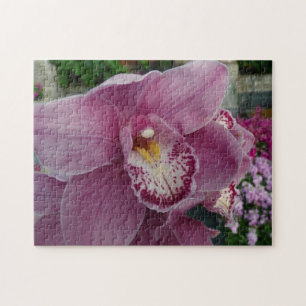 Paarse orchidee en tuinkleurige Floral Legpuzzel