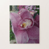 Paarse orchidee en tuinkleurige Floral Legpuzzel (Verticaal)