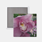 Paarse orchidee en tuinkleurige Floral Magneet (Voorkant / Achterkant)