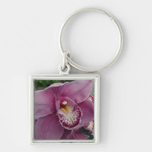 Paarse orchidee en tuinkleurige Floral Sleutelhanger