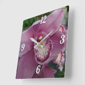 Paarse orchidee en tuinkleurige Floral Vierkante Klok (Hoek)