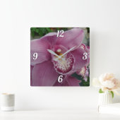 Paarse orchidee en tuinkleurige Floral Vierkante Klok (Huis)
