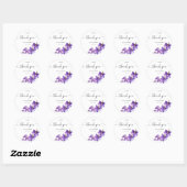 Paarse orchidee en wit script bruiloft ronde sticker (Vel)
