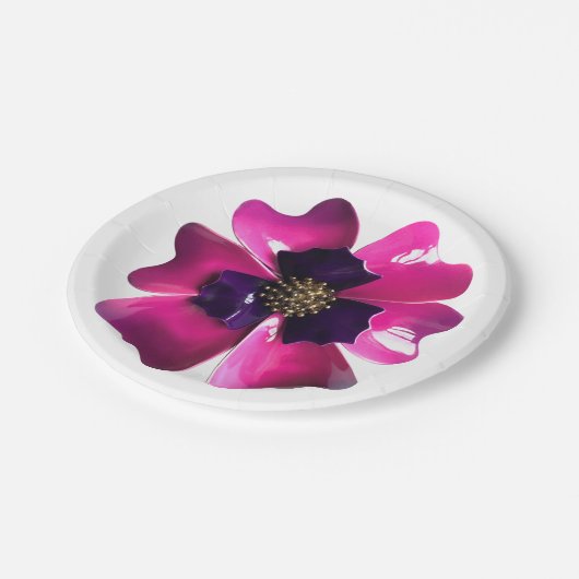 Paarse orchidee exotische bloemklep zomertuin brui papieren bordje (Gekanteld)