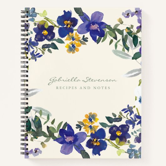 Paarse orchidee Floral Wreath Personalized Recipe Notitieboek (Voorkant)