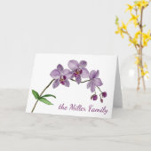 Paarse Orchidee Flower Waterverf Kaart (Gele Bloem)