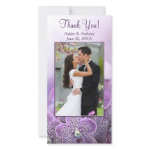 Paarse Orchidee Flower Wedding Bedankt Photocard