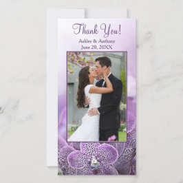 Paarse Orchidee Flower Wedding Bedankt Photocard