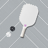 Paarse Orchidee Funk en White Modern Monogram Pickleball Paddle