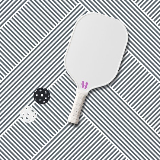 Paarse Orchidee Funk en White Modern Monogram Pickleball Paddle