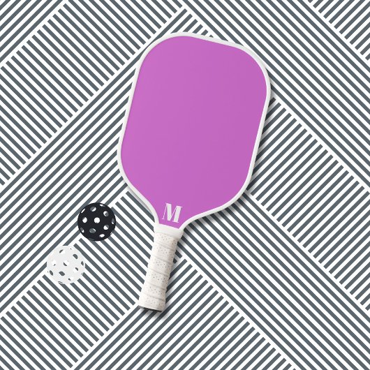 Paarse Orchidee Funk en White Modern Monogram Pickleball Paddle